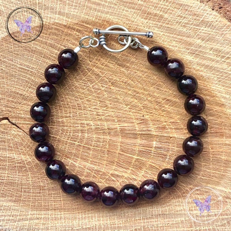 Garnet Healing Bracelet With Silver Toggle Clasp